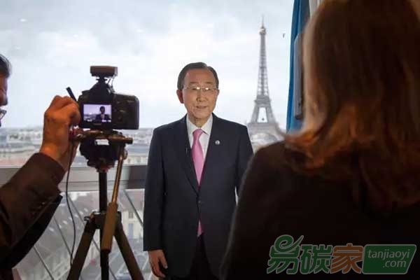 聯(lián)合國秘書長潘基文三赴巴黎助攻氣變協(xié)議